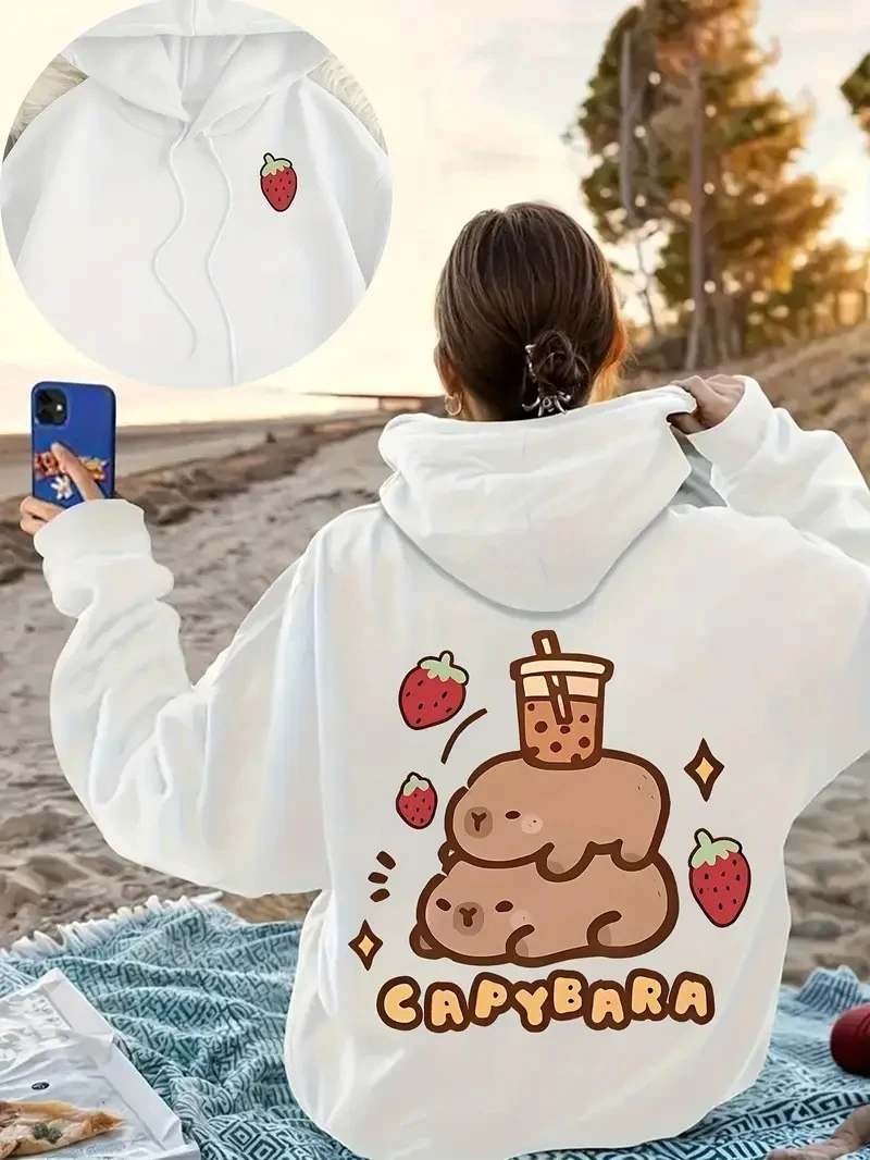

Capybara Graphic Printing Autumn and Winter Pure Cotton Men's and Women's Hoodies Outdoor Street Sports Training Brand Trendy