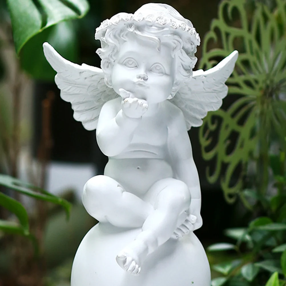 

Cute Angel Ornament in Resin Material Smooth Finish Exquisite Detail for Living Room Bedroom Garden Indoor Outdoor Decoration