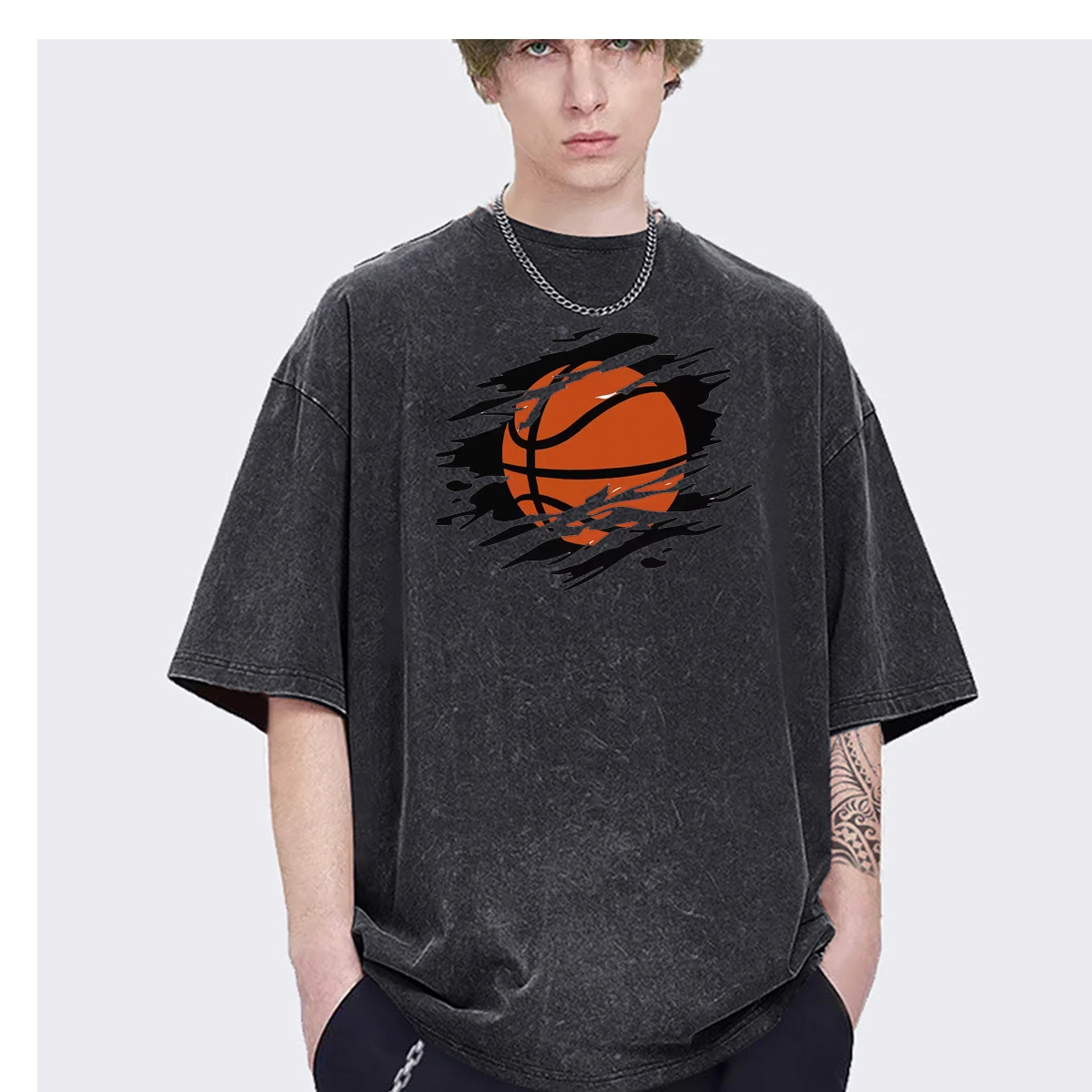 Give me a basketball games player Sports Street Oversized t shirt men Women Fashion Casual Vintage Washed Streetwear Cotton tops