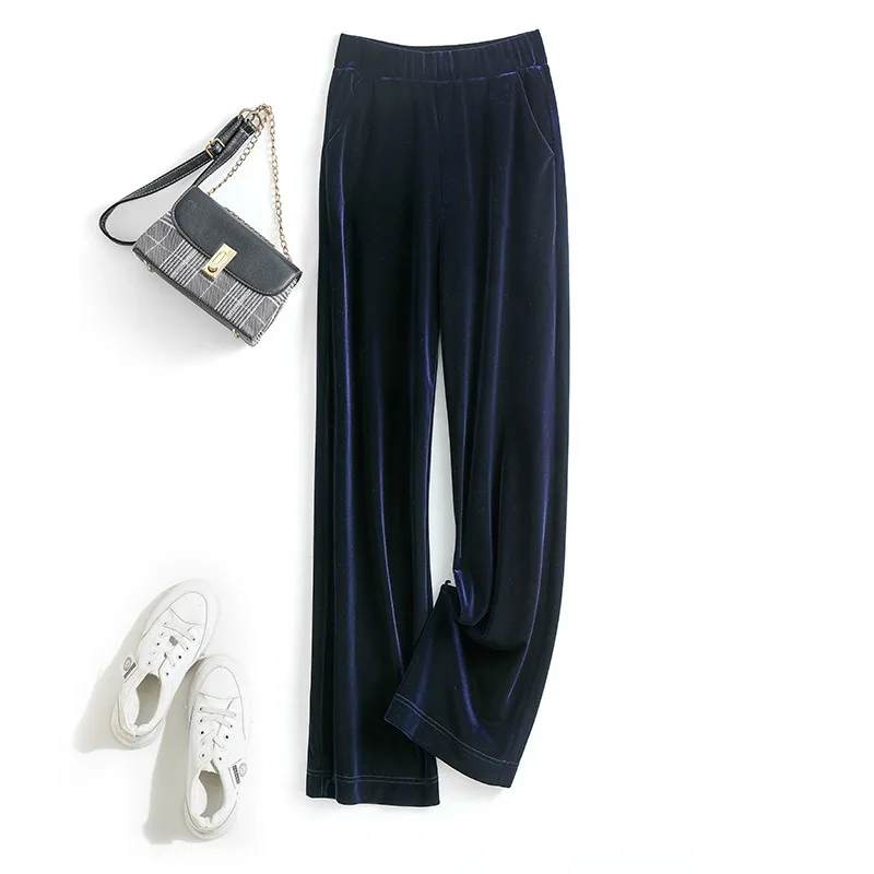 Vintage Samthose für Damen, koreanische Streetwear, sexy Hose mit hoher Taille, lässige Velour-Schlaghose ohne Kleidung
