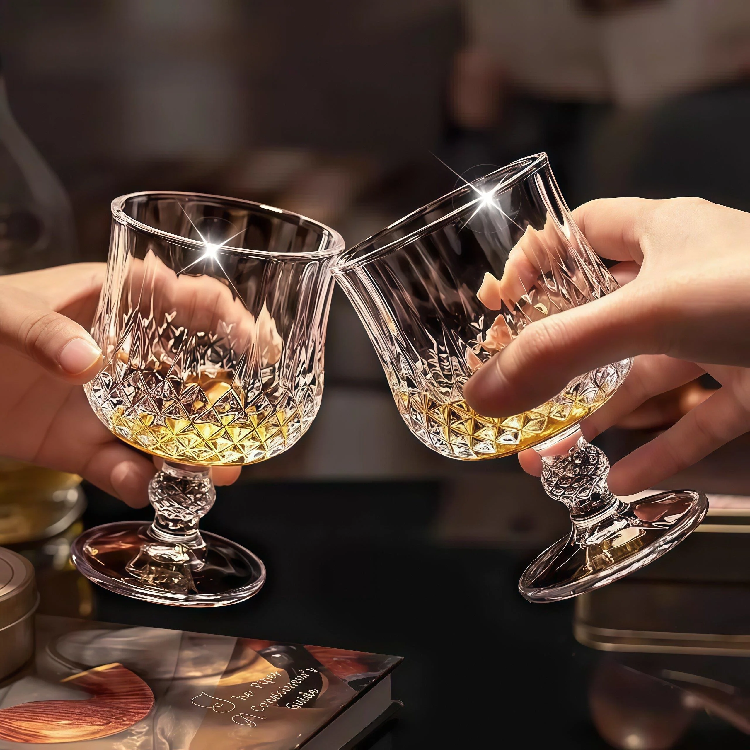 

Retro Carved Whiskey Glass Luxury Home Use Foreign Liquor Cup Brandy Glass Wine Glasses Juice Cup with Cup Holder Japanese Style