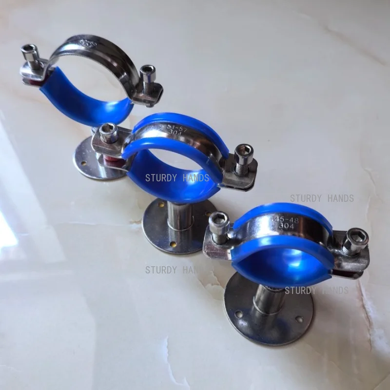 2PCS Stainless Steel Adjustable Pipe Support, Pipe Clamp Bracket, with Screws, Hardware Accessories, Adjustable Height 30-50mm