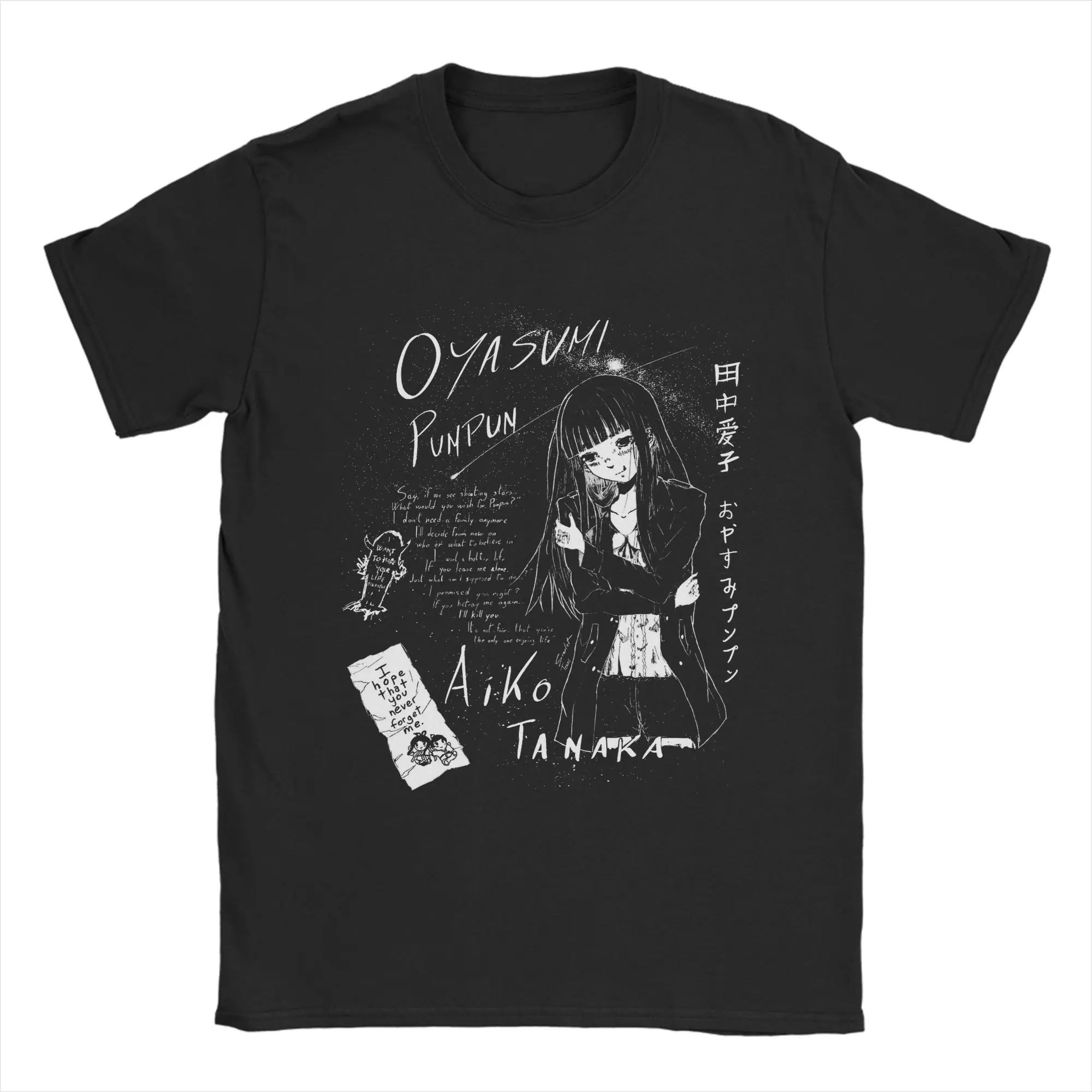 

Novelty Oyasumi Goodnight Punpun Anime T Shirt Men Cotton Short Sleeve Aiko Tanaka Manga Round Neck Summer TopsTops