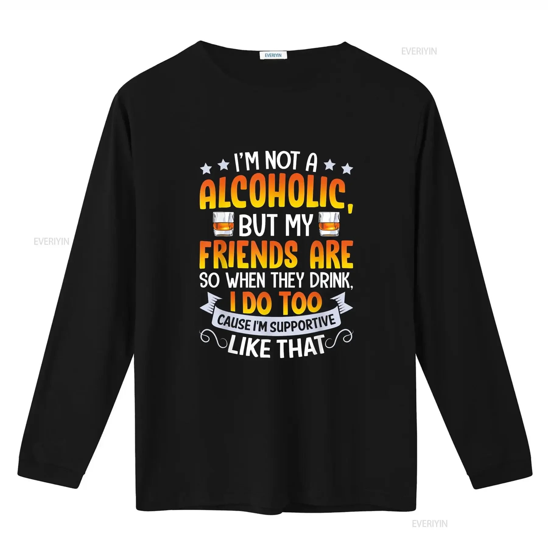 أنا لست كحوليًا ولكن أصدقائي حتى يشربون تي شيرت عتيق مغسول وجيد التهوية كاجوال قليلاً #3