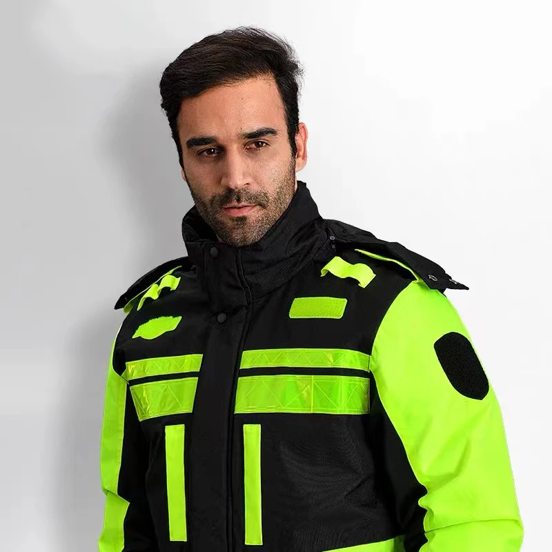 Plus Size High Visibility Cotton Winter Cold-Proof Safety Reflective Suit Road Safety Motorcycle Riding Reflective Jacket