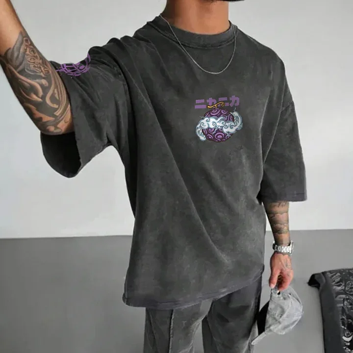 One Piece Action Anime Luffy Zuro Nami Print Men Women Cotton T-shirt Harajuku Y2K Streetwear Summer Casual Graphic Tee Tops