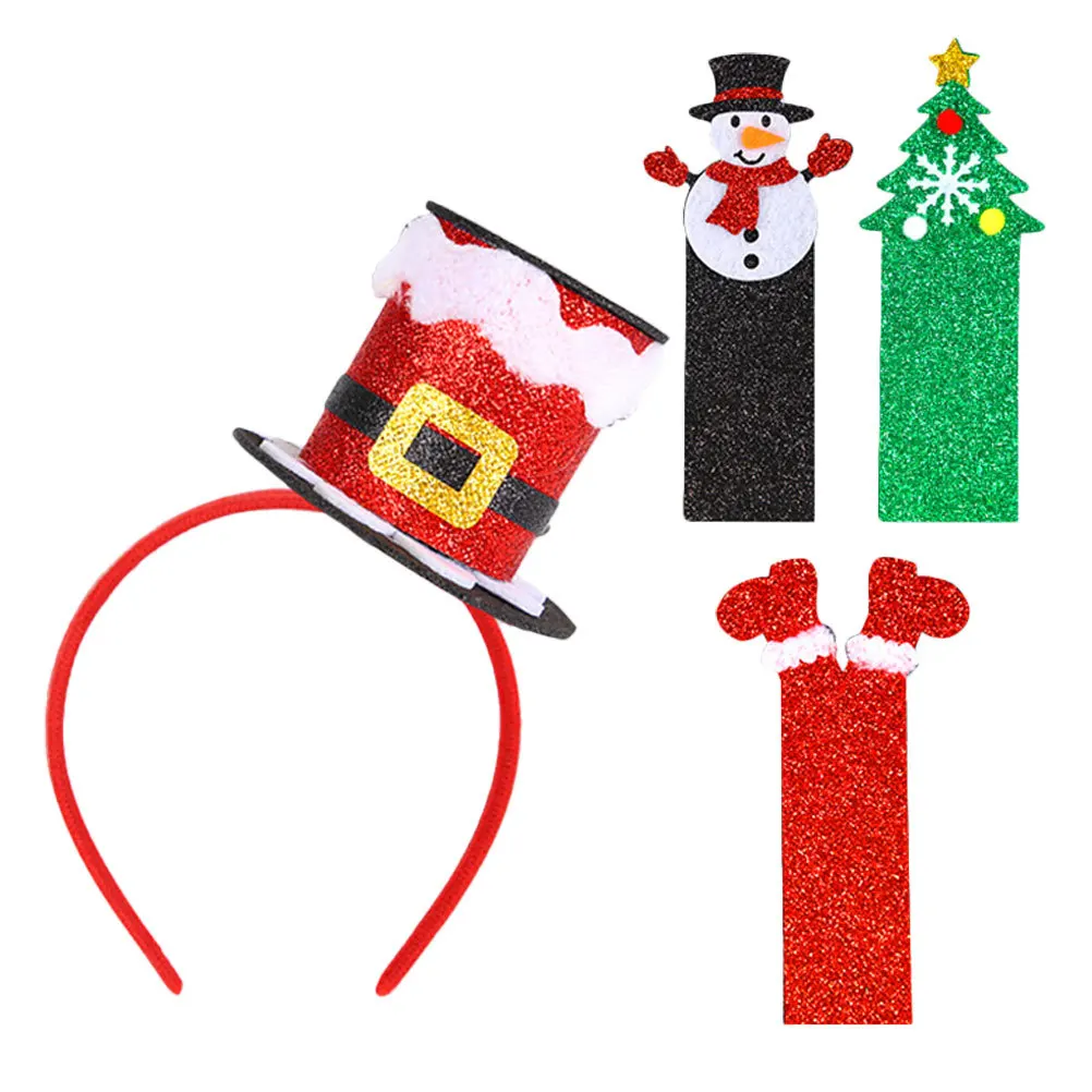 

1Set Christmas Top Hat Headband Mini Interchangeable Xmas Hair Accessory for Holiday Party New Year Celebration