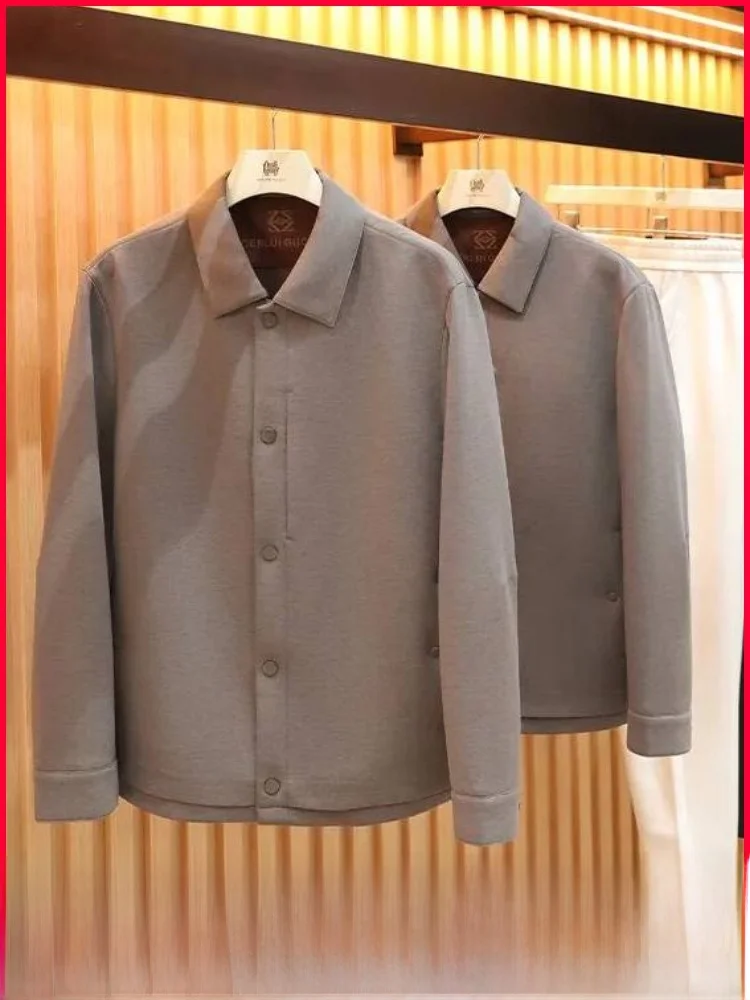 

Italian Sle Men's Wool Blend Casual Jaet Water-Resistant Busin Casual Turn-down Collar Coat Spring Autumn Faion Urban