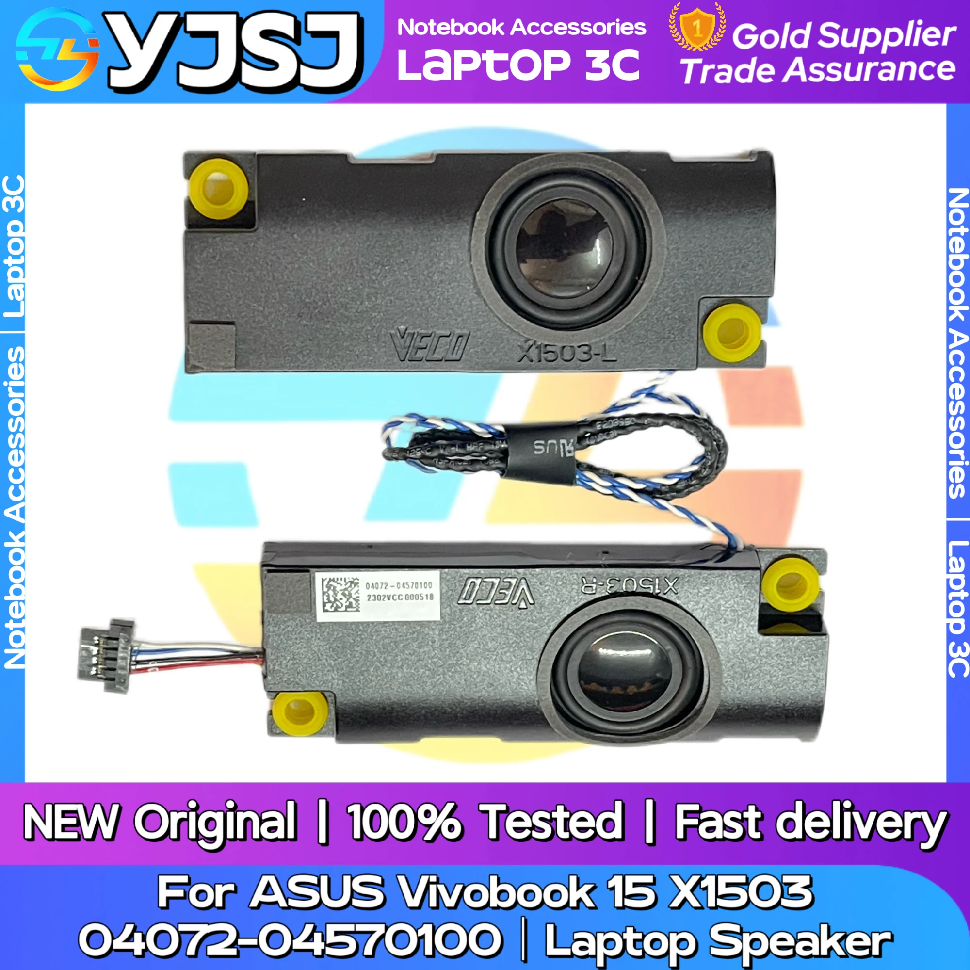 

Новый оригинальный аудиодинамик для ноутбука ASUS Vivobook X1503 M1503QA, встроенный левый и правый динамик 04072-0457000