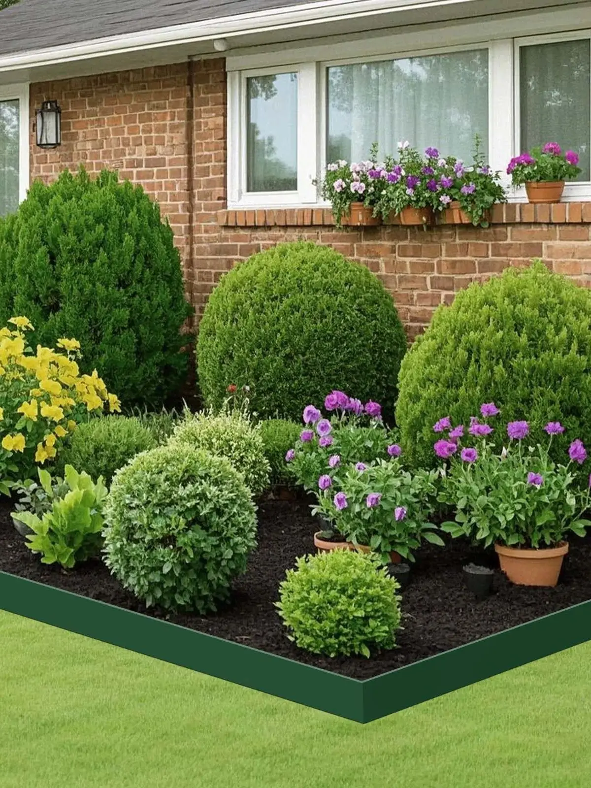 HiMISS Bordure de jardin en plastique de 10 m avec 30 chevilles d'ancrage, bordure de pelouse flexible avec chevilles solides, pour parterre de fleurs, pelouse, cour, hauteur de 10 cm 3