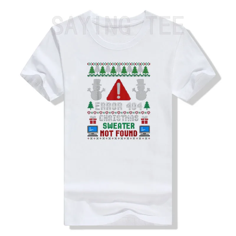 Computer Error 404 Ugly Christmas Sweater Not\'s Found T-Shirt Funny Computer Programmer Nerd Xmas Costume Gift Graphic Tee Tops