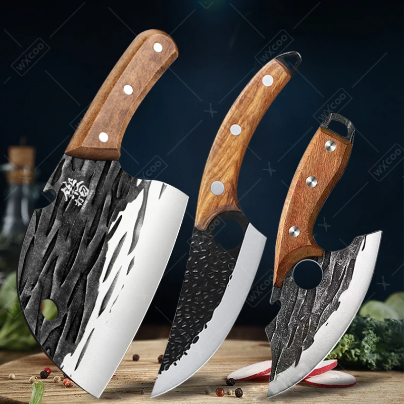 

WXCOO Professional Chef Knives Stainless Steel Meat Cleaver Hand-Forged Boning Knife Chopper Sharp Fruit Peeler Kitchen Tools