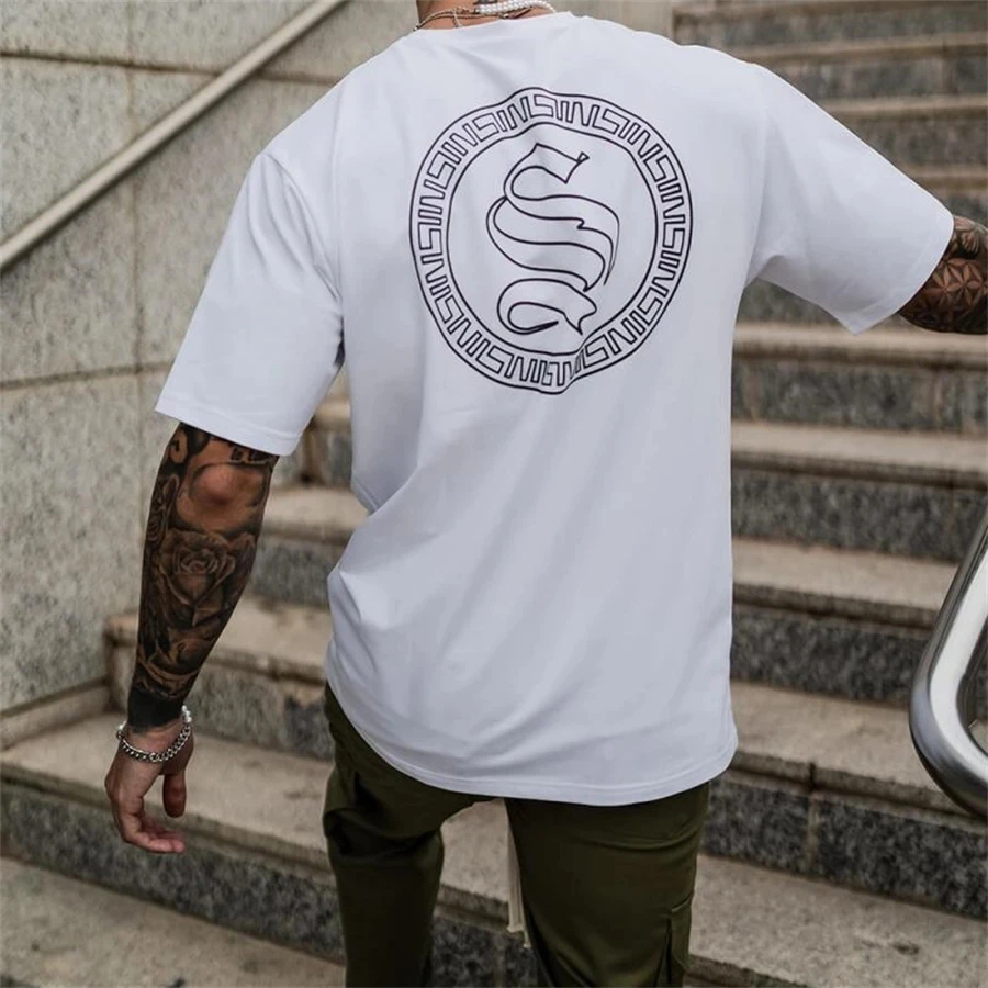 Summer New Men's Brand Cotton Loose Fitness T-Shirt Men's Gym Training Sweat Absorption Sports Short Sleeve Casual Black Tops