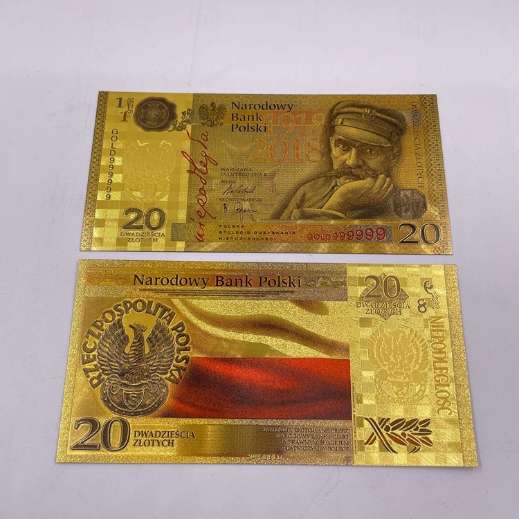 1 قطعة PLN ZLOTY بولندا الذهب احباط البلاستيك BANKNOTE الحرفية المال البابا جون بول II للهدايا التذكارية وجمع #5