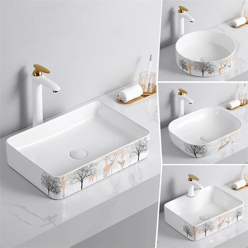 Nordic Tabletop Basin Ceramic Wash Basin Modern and Minimalist Hotel Bathroom Washbasin Household Balcony Pot Sink Art Basin