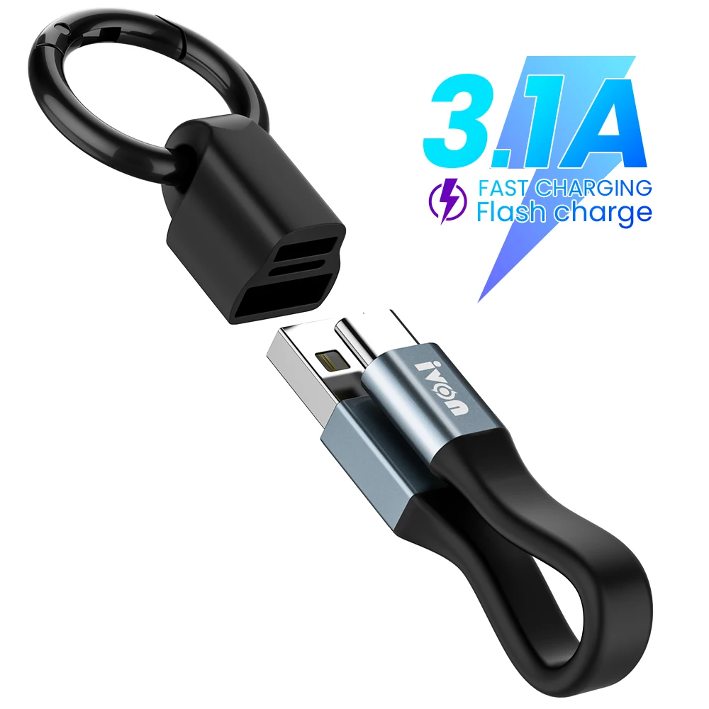 Cavo dati Mobile USB 2 in 1 Mini portachiavi portatile corto per Huawei Samsung Xiaomi 3A cavo Micro USB C di tipo C a ricarica rapida
