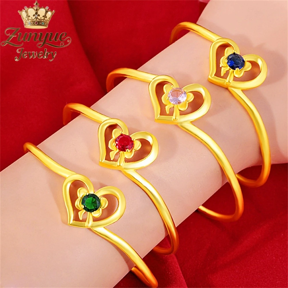 

High-End Sand Gold Heart-Shaped Bracelet Luxury Quality Jewelry Best Selling Fashion Jewelry Exquisite Popular Elegant Charms