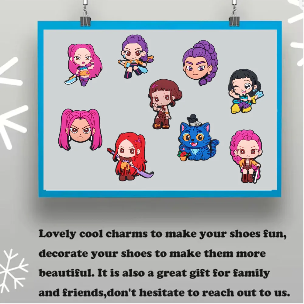 شعبية الكرتون K-POP شيطان الصيادين الكلاسيكية تسد الأحذية سحر الأحذية الزينة معصمه صالح حزب الحاضر إكسسوارات الأحذية