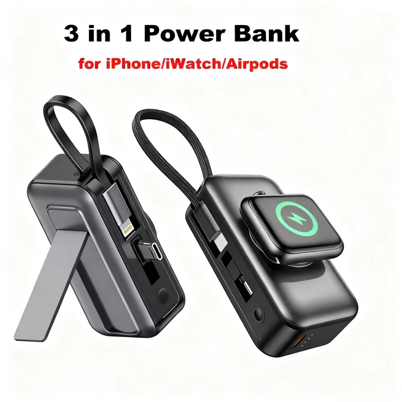 

Magnetic Wireless Mini Power Bank PD20W Fast Charging for iPhone 17 16 Airpods for Apple Watch with USB C Cable Plug Powerbank