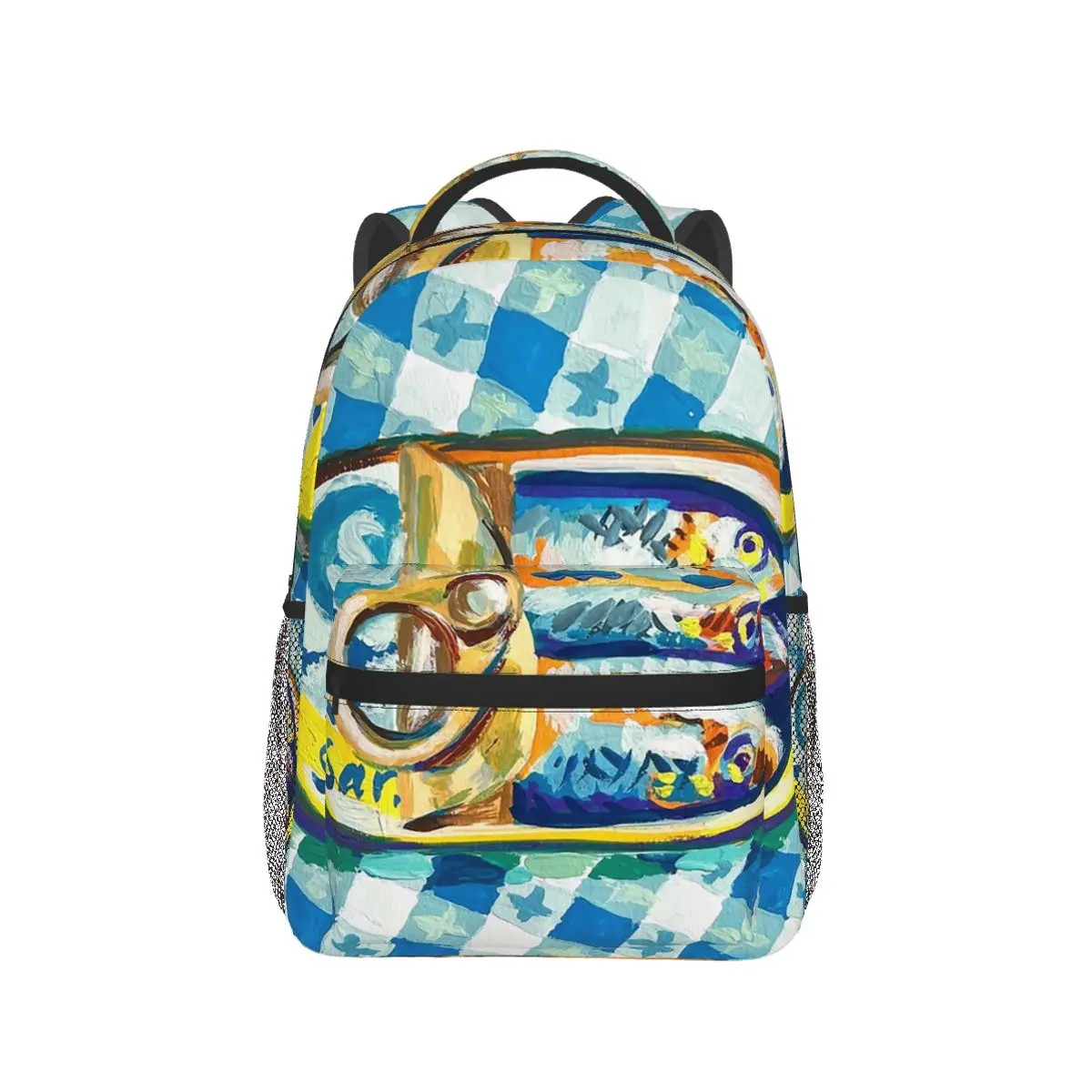 

Open Sardine Can With Fish Print Backpack Hot Sale Daypack Large Capacity Kids BookBag School Bag Shoulder Bags for Men Women
