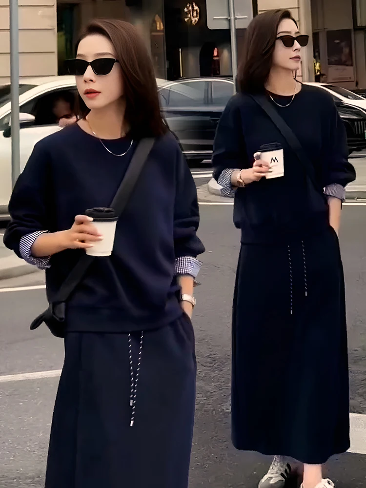Casual Faionable Women's Two-Piece Set Spring Autumn New Sle Korean Sle Sweatirt  Skirt Versatile Comfortable