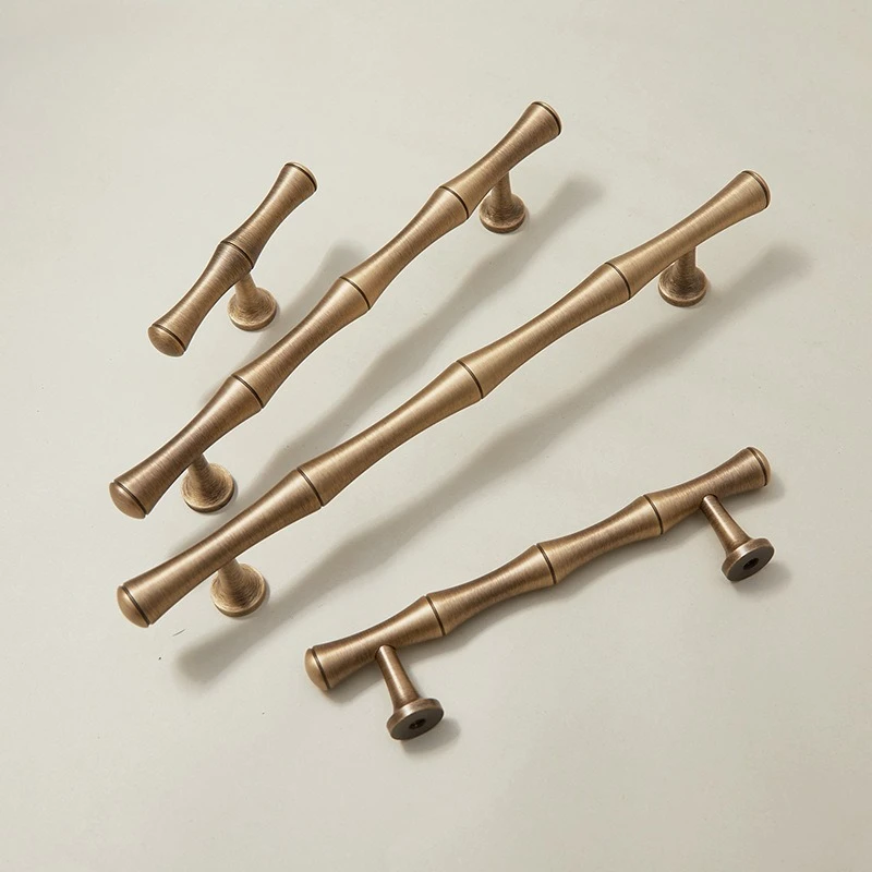 

Nordic Antique Brass Furniture Handles Bamboo Node Shaped Handles for Wardrobe and Drawer Kitchen Cabinet Handles Shoe Cabinets