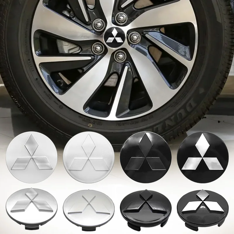 4 Peças de Capas Centrais para Rodas de Carro de 60mm para Mitsubishi Ralliart Lancer 10 Asx Outlander Asx Pajero Sport L200 Acessórios Automotivos