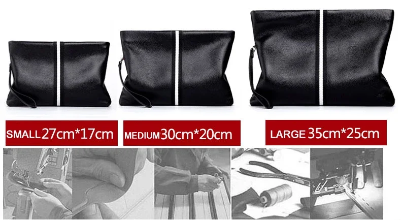 SENOFAN Authentic Hand Bag Men Stripe Real Leather Cowhide Clutches Male Pouch Wallet Designer Envelope Bag Korean Edition Hot
