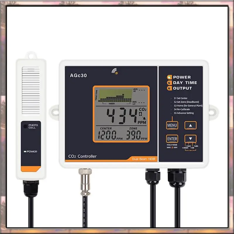 BAAZ HOT Agc30 Controller di CO2 intelligente Sensore di CO2 NDIR a doppio canale Rilevatore di anidride carbonica giorno notte per serra Spina americana