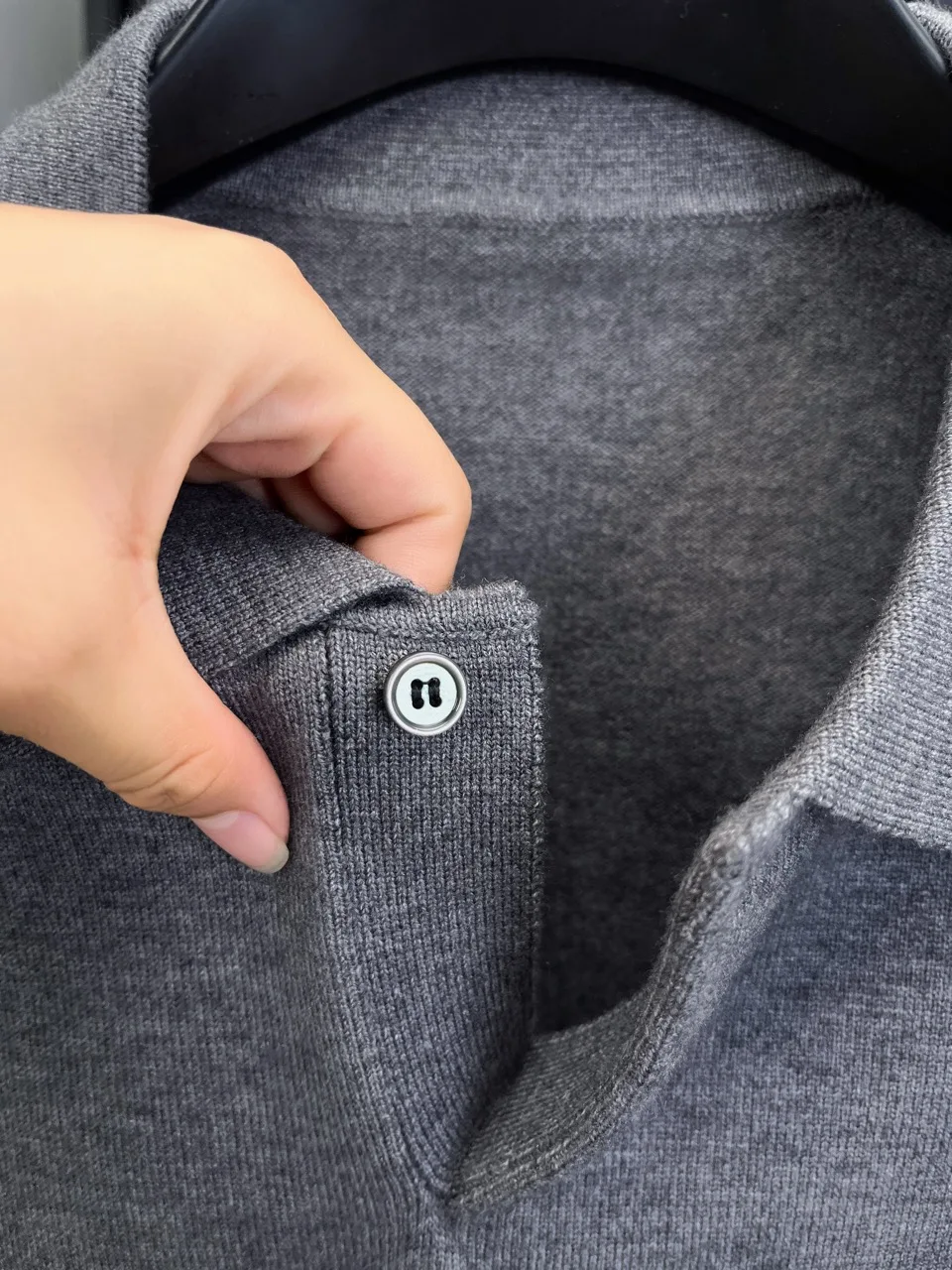 Herren Wollmischung Polo-Pullover Schwergewichtiger Warmer Strickpullover Anti-Pilling Weicher Griff Langarm-Pullover Herbst Winter – Detail 16