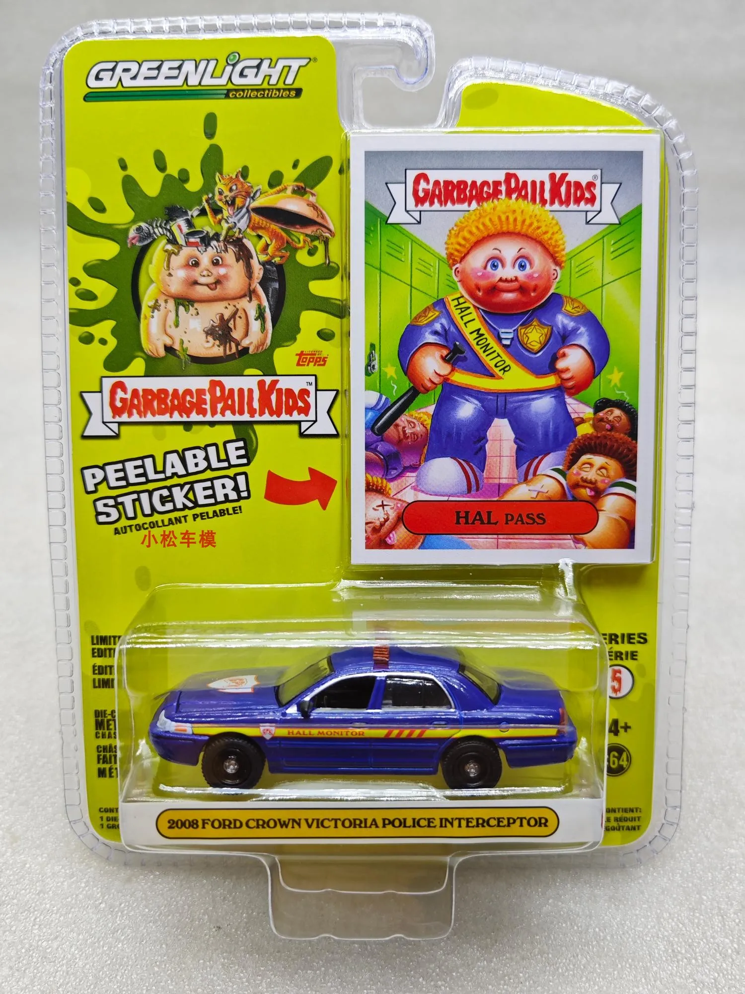 1:64Hal Pass-2008 Crown Victoria Intercept Police Car-Junior High School Security Collection Toys Small Gifts Model Wall Pendant