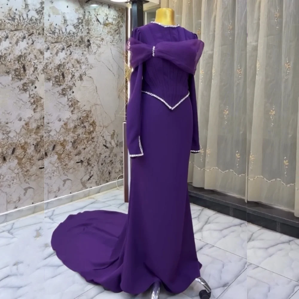 

Customized Jersey Rhinestone O-Neck Mermaid Long Dresses Bespoke Occasion Women's Evening Elegant Party Wedding Glitter Classic