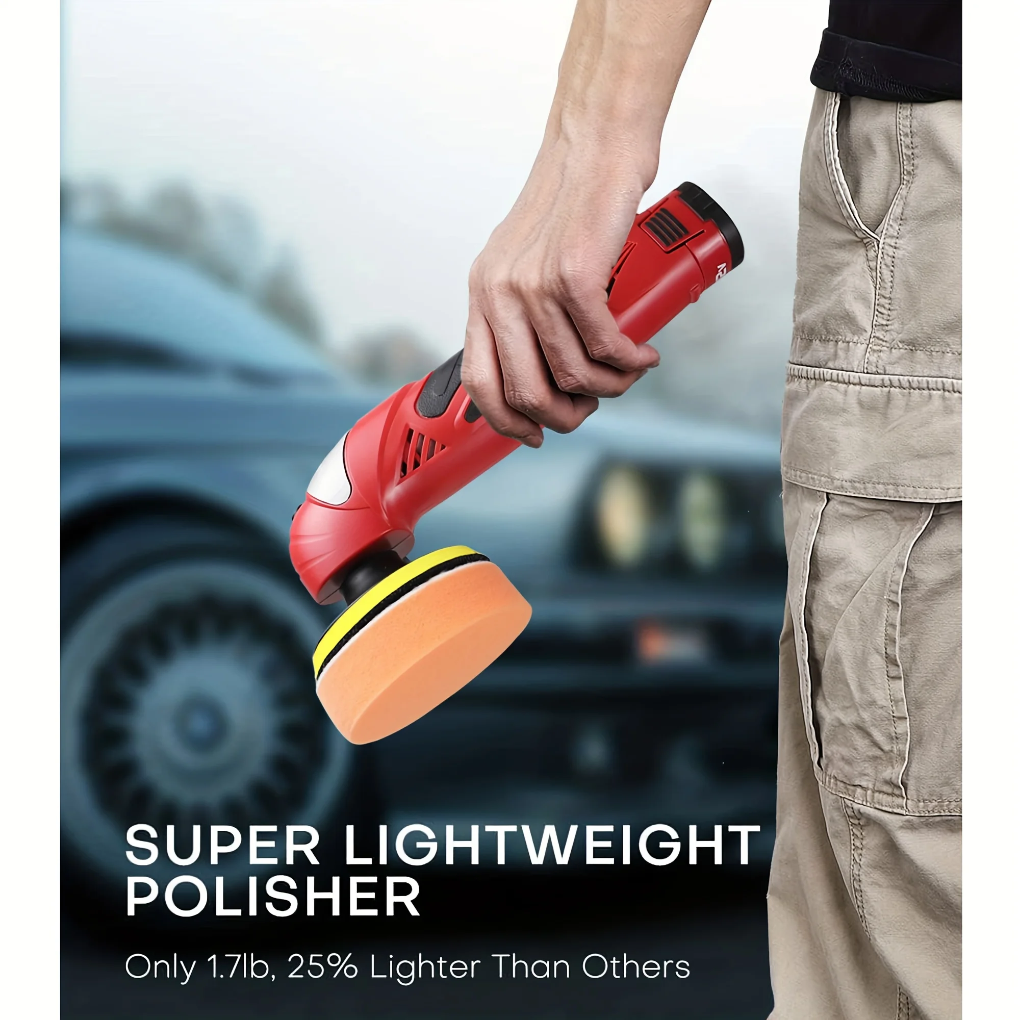 12V 4” Cordless Car Buffer Polisher,w/ 2.0Ah Battery Charger, Variable Speed, for Car Detailing/Car Scratch Repairing