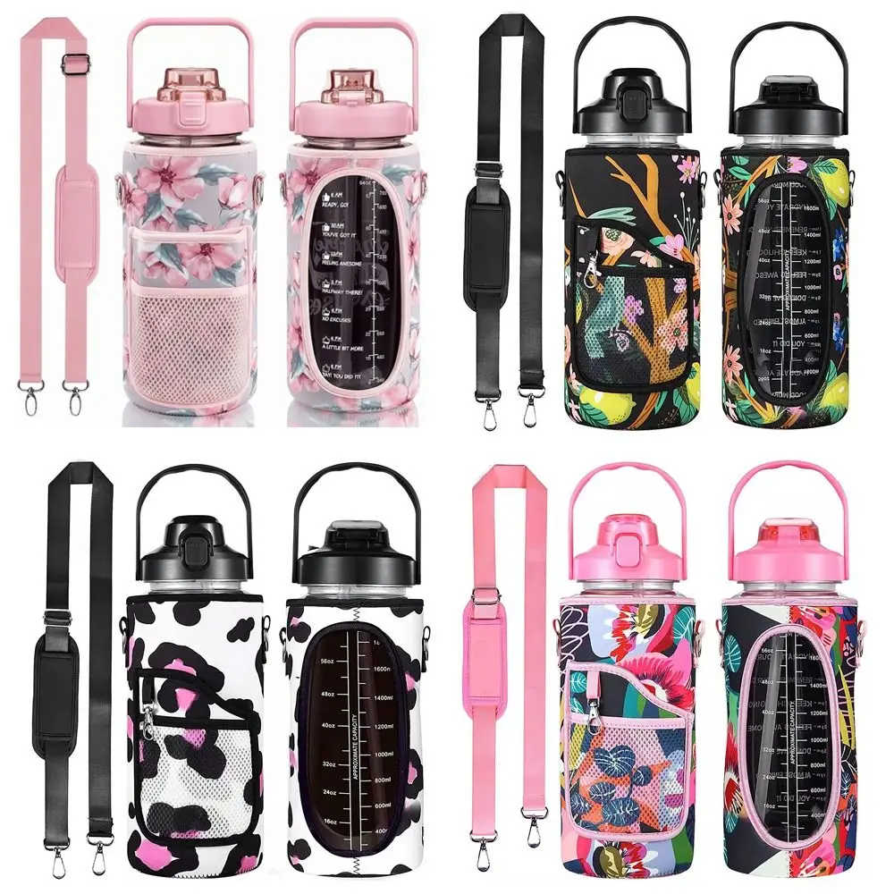 2L Capacity Water Bottle Cover Half Gallon With Strap Insulator Sleeve Gradient Color Portable Design Thermo Pouch Travel