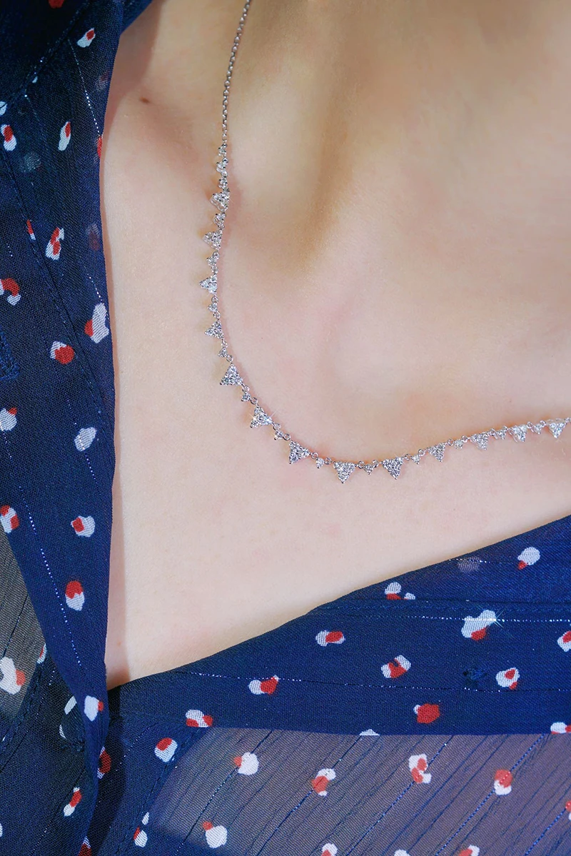 KUGG 100% 18K White Gold Necklace Luxury 1.0carat Real Natural Diamond Necklace Elegant Star Design High Women's Party Jewelry