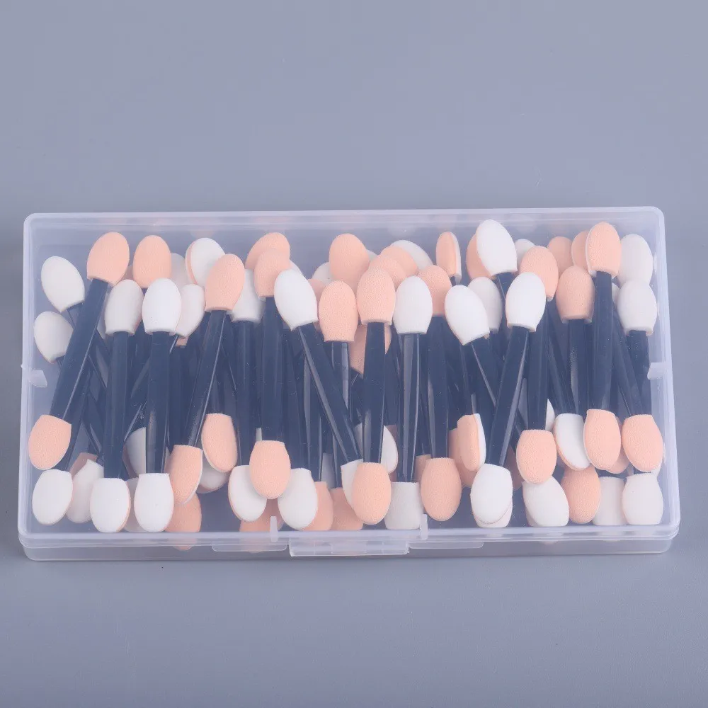 100/200Pcs Double-Headed Eyeshadow Brush, Disposable Dual Sided Eyeshadow Brush Double Ended Sponge Applicator Oval Tipped
