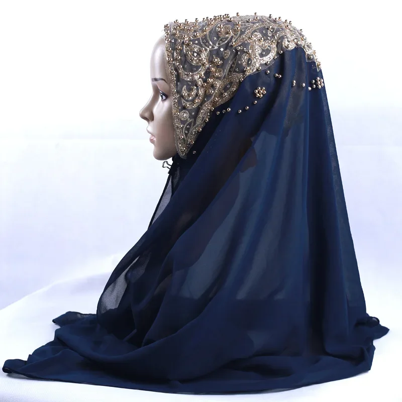 Luxury Diamond Chiffon Scarf  Headscarf Muslim Fashion Hijab Scarf Hijabs for Women Head Wrap for Women Prayer Turbante Niqab