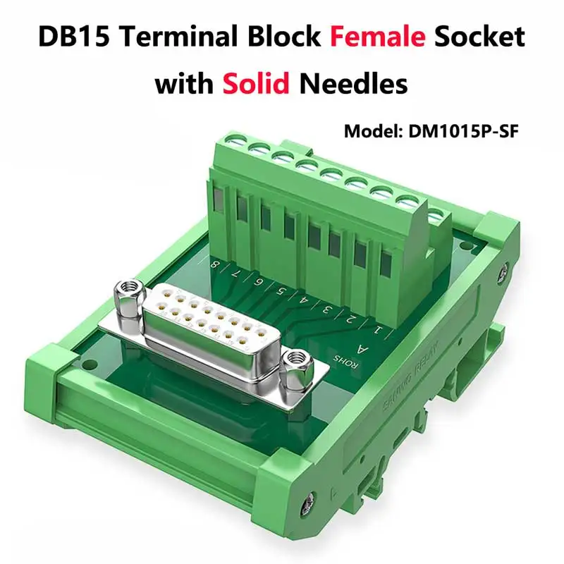 DB15 Welding-free Male Plug Female Socket Relay Terminal Block 15 Pin Serial Port Connector Adapter Board Automated Rail Module