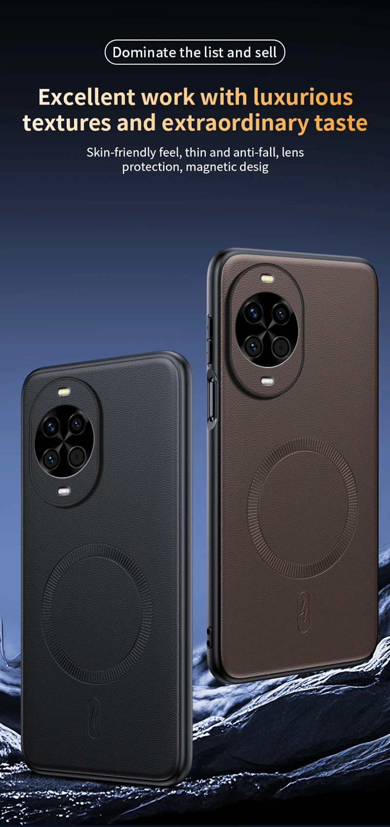 Für Huawei Nova 14: Magnetische Lederhülle mit Schutzfunktion, hochwertige, abriebfeste und rutschfeste PC+TPU-Hülle für Huawei Nova 14. – Detail 5