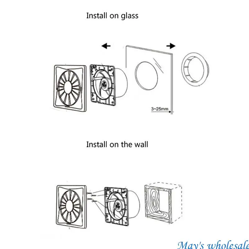 Window Wall Exhaust Fan Household Low Noise Ventilation Fan Kitchen Remote Control Exhaust Fan Ceiling Wall Mount 448A
