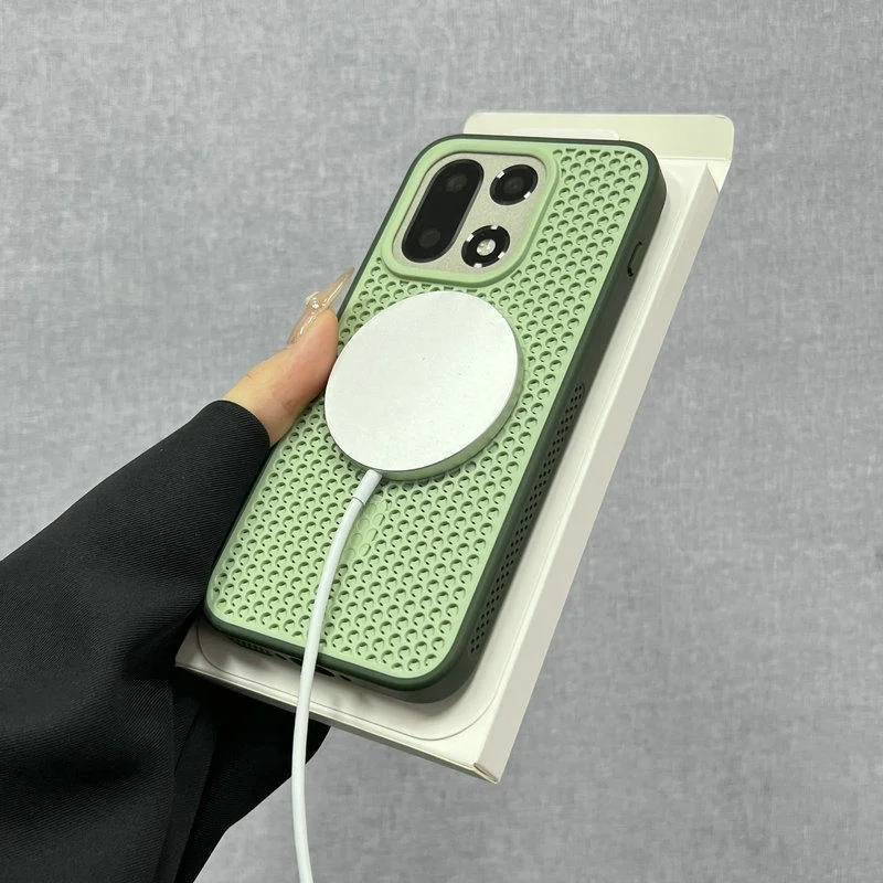 Luxury Cooling For Magsafe Wireless Charging Case for OnePlus 15 13 Ace6 Ace5 Pro Magnetic Hollow Mesh Heat Dissipation Cover