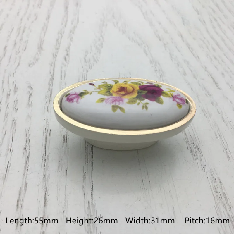 Rose Zinc Alloy Drawer Handle, Ceramic Modern Minimalist Elegant Kitchen Furniture Cabinet Pull, Shoe Locker Knob, Large
