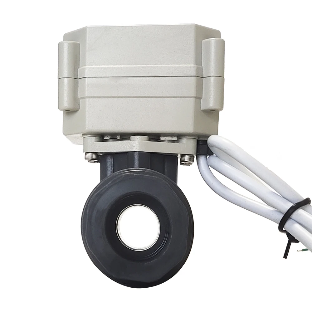 Vanne d'eau électrique en plastique DN20, vanne d'eau actionnée de 3/4 pouces en PVC, vanne de commande de moteur électrique à engrenages métalliques IP67, certifiée CE