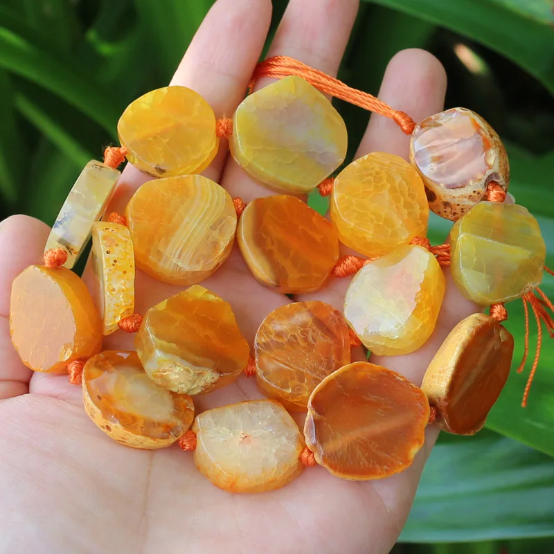 20-30mm Natural Agate Faceted Multicolor Loose Beads 16inch , For DIY Jewelry Making !