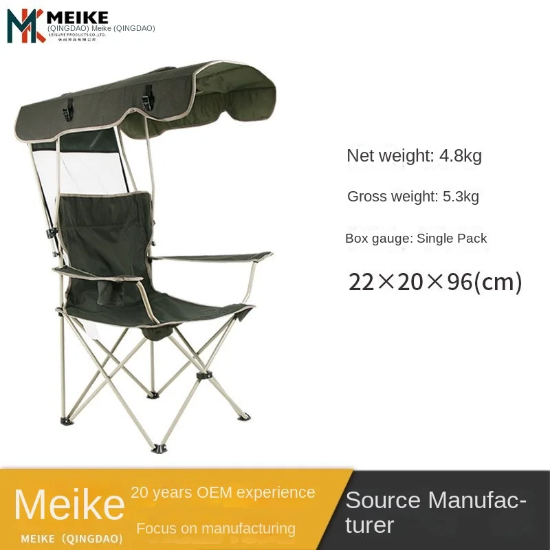 Outdoor Camping Leisure Folding Chair Beach Awning Fishing Chair Camp Writing Automatic Closing Recliner Folding Beach Chair