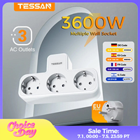 TESSAN Multiple Wall Socket with 3 AC Outlets Charging Ports EU Plug Wall Power Strip with Overload Protection 3fach Stecker Eu
