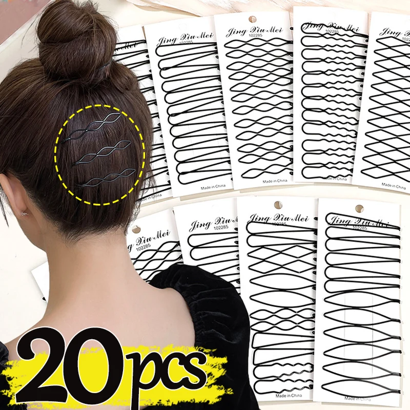 

1/20Pcs Black Metal Barrettes Hair Clips Bobby Pins Wavy Fashion Hairpin Invisible BB Clip Wave Hairgrip Hair Clips Accessories