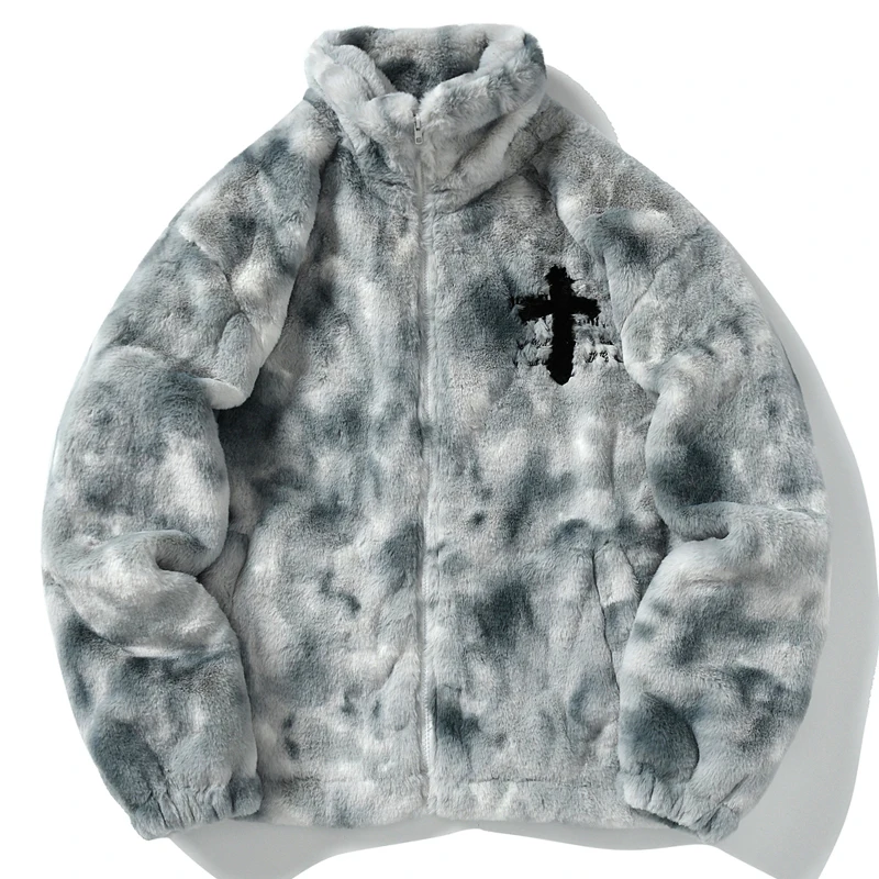 HISTREX Men Rabbit Fur Jacket Parkas,Hip Hop Fluffy Coat,Winter Fleece Overcoat,Outerwear Streetwear,Korean Women Y2k Clothing