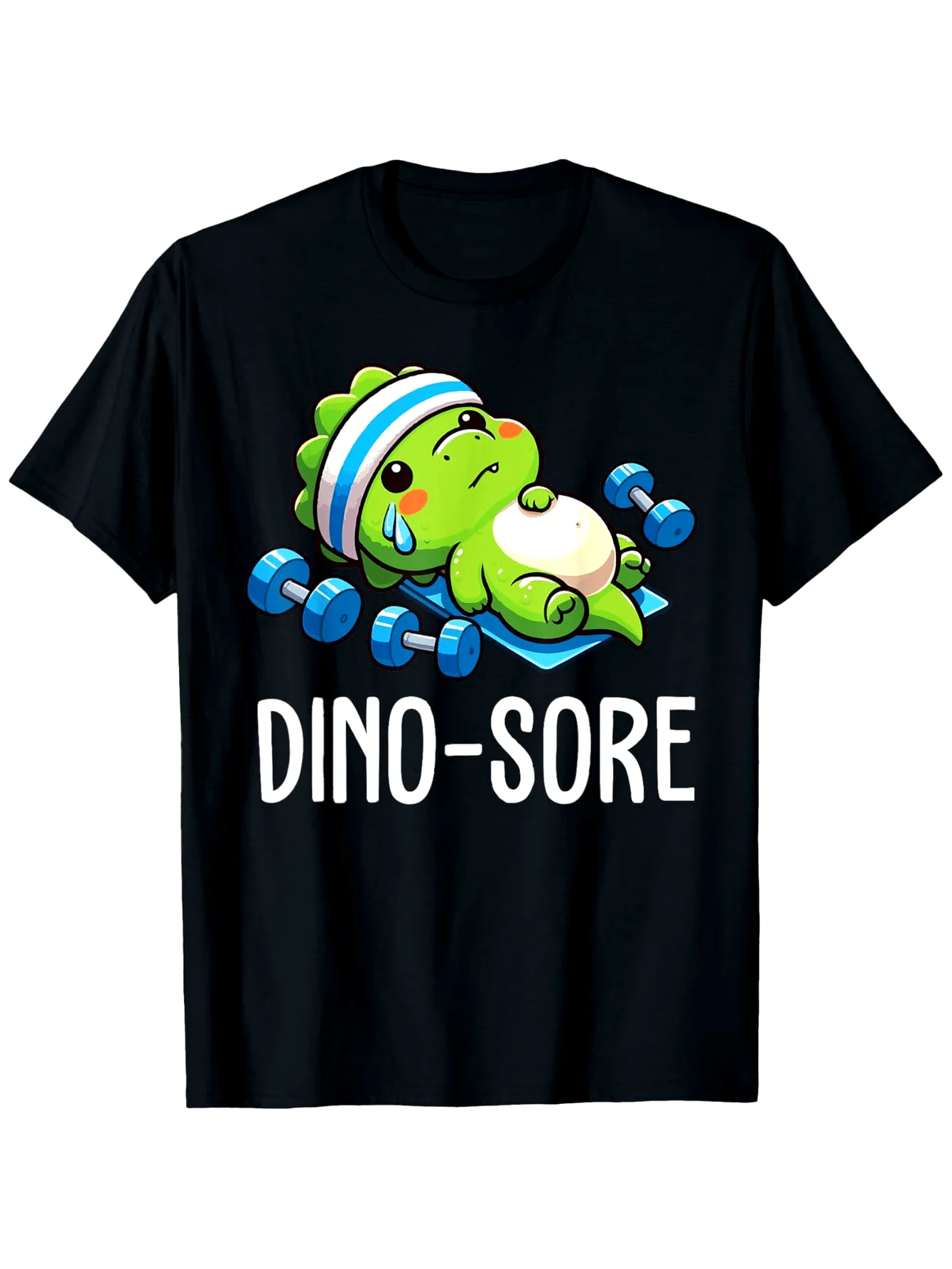 Men'S Fun Dinosaur Weightlifting Gym Pattern T-Shirt-'Dinosaur Pain' Design,Cotton,Comfortable Style