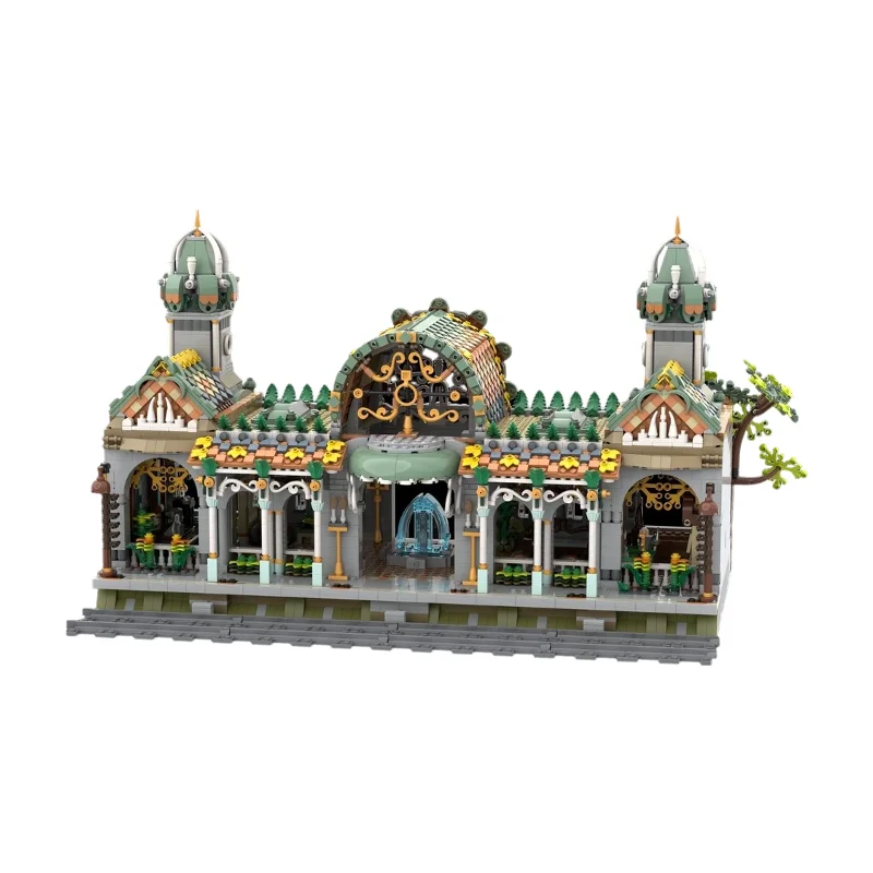 

Изысканный набор строительных блоков «Эльфийская железнодорожная станция», модель архитектурного сооружения в стиле фэнтези для коллекции и демонстрации